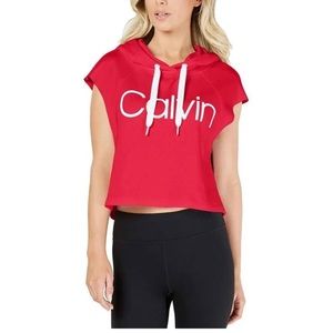 Calvin Klein cropped hot pink fuscia hoodie